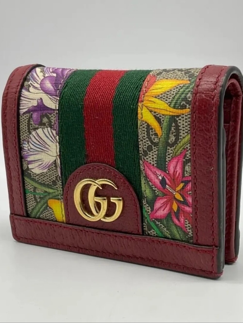 Gucci GG Suoreme Monogram Flora Web Ophidia Card Case Wallet